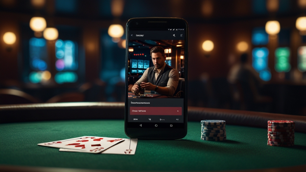 Android-Gerät mit APK-Installation und Sicherheitsabfrage in Casino-Optik